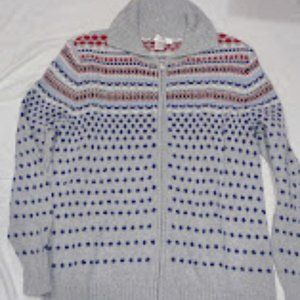 CHRISTOPHER & BANKS 100% COTTON ZIPPERED STRIPED CARDIGAN WOMEN'S SIZE MED